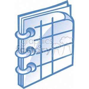 The clipart image features a simplified representation of a ring-bound planner or calendar. The planner has a spiral binding on the left side and shows the grid layout typical of calendars or scheduling documents, which suggests it could be used for noting appointments, important dates, or plans.