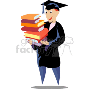 A Man Wearing a Cap and Gown Holding Books