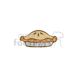 The clipart image shows a stylized cartoon representation of a whole pie, which is a type of baked dessert. The pie appears to have a flaky crust and ventilation slits on the top crust indicative of traditional fruit pies. However, the specific type of fruit pie is not discernible from the image alone.