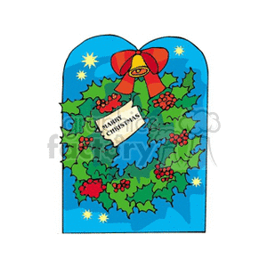 Holly Berry Wreath with a Card Stating Merry Christmas