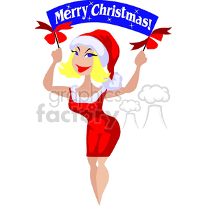 lady holding a Merry Christmas banner