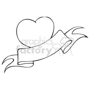 This clipart image portrays a stylized heart coupled with an unfurled banner or scroll, which commonly symbolizes love and romance and is often associated with Valentine's Day themes.