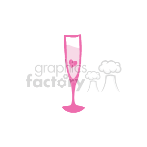 This clipart image features a stylized pink champagne glass with a heart design on it, which could be associated with romantic events such as weddings. 