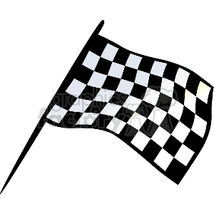 The image shows a single checkered flag, which is often associated with auto racing and is widely recognized as the symbol for the end of a race. The flag is black and white checkered, and it appears to be waving, suggesting motion.