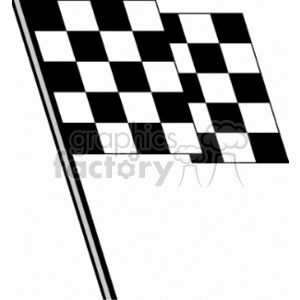 The image depicts a checkered racing flag, which typically signifies the finish of a race in motor sports. The flag is shown in its classic pattern of black and white squares.