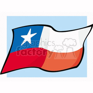 The image is a clipart representation of the flag of Chile. The flag features two horizontal bands of white (top) and red, with a blue square in the canton, which bears a white five-pointed star in the center. The clipart style gives the flag a simplified and stylized appearance.