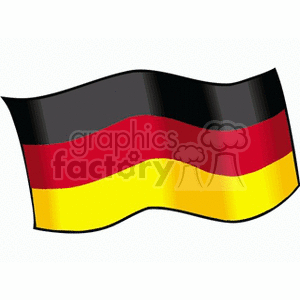 This clipart image features a wavy flag of Germany, with its characteristic black, red, and gold horizontal stripes.