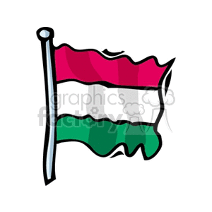 The image is a clipart depiction of the national flag of Hungary, which consists of three horizontal bands of color: red at the top, white in the middle, and green at the bottom.