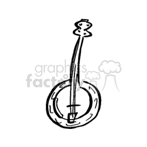 The clipart image depicts a stringed musical instrument that resembles a banjo. It has a circular body, a long neck, and tuning pegs at the top.