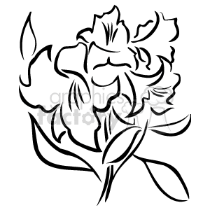 The clipart image features a stylized depiction of a flower with multiple petals, leaves, and a stem. It appears to be a line drawing or outline of a flower typically used for decorative purposes or as a design element.