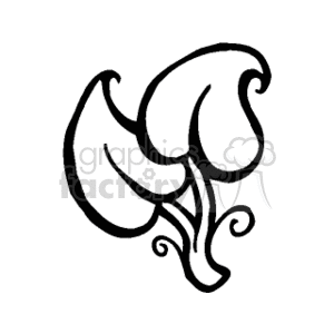The image depicts a stylized line drawing of a plant with several leaves or petals. The curves and lines suggest a fluid, organic form, typical of natural motifs.