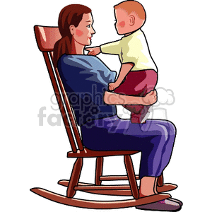Mother Sitting in a Rocking Chair holding her Child