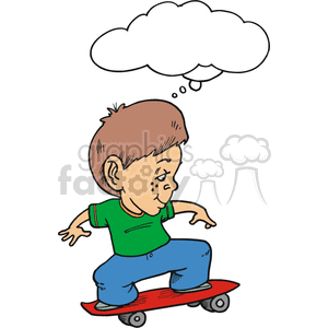 cartoon boy skateboarding