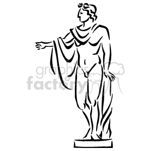 The image is a line drawing of Michelangelo's famous Renaissance sculpture of David. The sculpture is depicted with David in a classical contrapposto stance, which was a common pose in ancient Roman and Greek art.