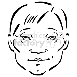 This clipart image features a simple line drawing of a person's face. It depicts the facial features such as eyes, nose, mouth, and hairline with minimal detail, focusing on the outline and basic internal lines without shading or color. 