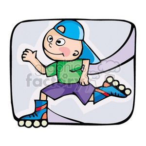 cartoon boy rollerblading