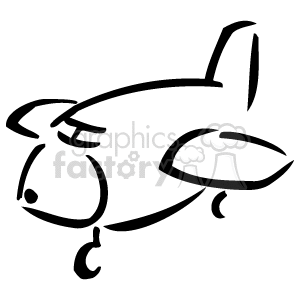 The image is a simple line drawing or clipart of a toy airplane. The airplane appears to be a cartoonish representation with a slightly exaggerated design featuring large wings and a propeller at the front.