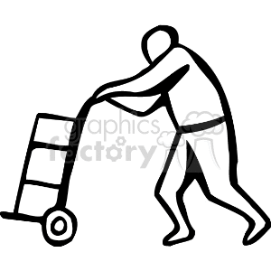 man moving boxes with a push cart
