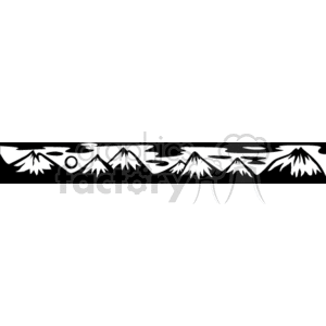 The clipart image displays a stylized silhouette representation of a mountain range. There are several peaks of varying heights, with some featuring pointed summits typical of mountains. The design is simple and monochromatic, likely intended to be used as a decorative element or a symbol related to nature, outdoor activities, or geographical features.