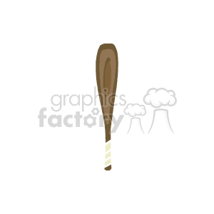 A simple clipart drawing of a brown softball bat , with grips
