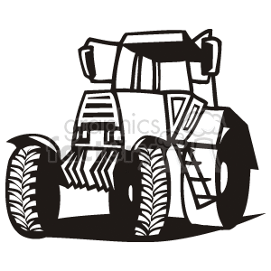 Black and white tractor