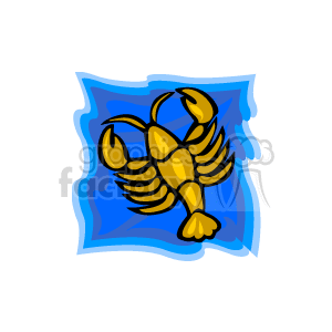 The clipart image shows a stylized representation of a lobster or crab, which is associated with the zodiac sign Cancer. The background is blue, possibly representing water, which is fitting since Cancer is a water sign in astrology.