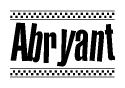 The image contains the text Abryant in a bold, stylized font, with a checkered flag pattern bordering the top and bottom of the text.
