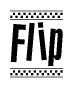 The clipart image displays the text Flip in a bold, stylized font. It is enclosed in a rectangular border with a checkerboard pattern running below and above the text, similar to a finish line in racing. 