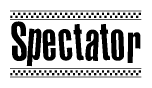 The clipart image displays the text Spectator in a bold, stylized font. It is enclosed in a rectangular border with a checkerboard pattern running below and above the text, similar to a finish line in racing. 