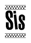 The clipart image displays the text Sis in a bold, stylized font. It is enclosed in a rectangular border with a checkerboard pattern running below and above the text, similar to a finish line in racing. 