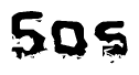 This nametag says Sos, and has a static looking effect at the bottom of the words. The words are in a stylized font.