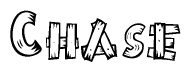 The clipart image shows the name Chase stylized to look as if it has been constructed out of wooden planks or logs. Each letter is designed to resemble pieces of wood.