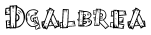 The clipart image shows the name Dgalbrea stylized to look like it is constructed out of separate wooden planks or boards, with each letter having wood grain and plank-like details.