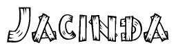 The clipart image shows the name Jacinda stylized to look like it is constructed out of separate wooden planks or boards, with each letter having wood grain and plank-like details.