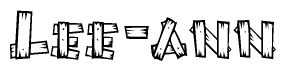 The image contains the name Lee-ann written in a decorative, stylized font with a hand-drawn appearance. The lines are made up of what appears to be planks of wood, which are nailed together