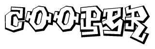 The clipart image depicts the word Cooper in a style reminiscent of graffiti. The letters are drawn in a bold, block-like script with sharp angles and a three-dimensional appearance.