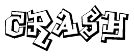 The clipart image depicts the word Crash in a style reminiscent of graffiti. The letters are drawn in a bold, block-like script with sharp angles and a three-dimensional appearance.
