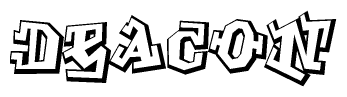 The image is a stylized representation of the letters Deacon designed to mimic the look of graffiti text. The letters are bold and have a three-dimensional appearance, with emphasis on angles and shadowing effects.