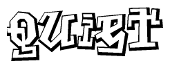 The clipart image depicts the word Quiet in a style reminiscent of graffiti. The letters are drawn in a bold, block-like script with sharp angles and a three-dimensional appearance.