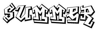 The image is a stylized representation of the letters Summer designed to mimic the look of graffiti text. The letters are bold and have a three-dimensional appearance, with emphasis on angles and shadowing effects.