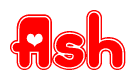 The image displays the word Ash written in a stylized red font with hearts inside the letters.