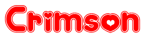 The image displays the word Crimson written in a stylized red font with hearts inside the letters.