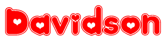 The image displays the word Davidson written in a stylized red font with hearts inside the letters.