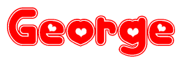The image displays the word George written in a stylized red font with hearts inside the letters.