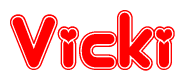 The image displays the word Vicki written in a stylized red font with hearts inside the letters.