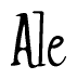The image is a stylized text or script that reads 'Ale' in a cursive or calligraphic font.