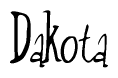 The image contains the word 'Dakota' written in a cursive, stylized font.
