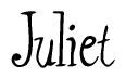 The image is a stylized text or script that reads 'Juliet' in a cursive or calligraphic font.