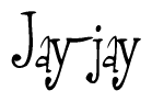 The image contains the word 'Jay-jay' written in a cursive, stylized font.