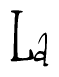 The image contains the word 'La' written in a cursive, stylized font.
